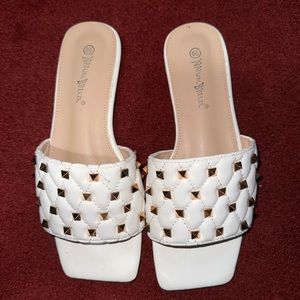 White studded sandals
